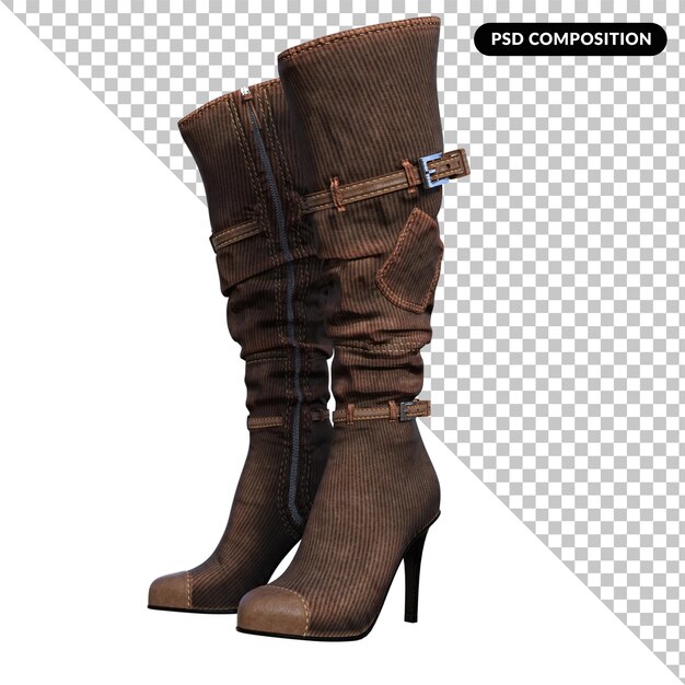 PSD boots female isolated 3d