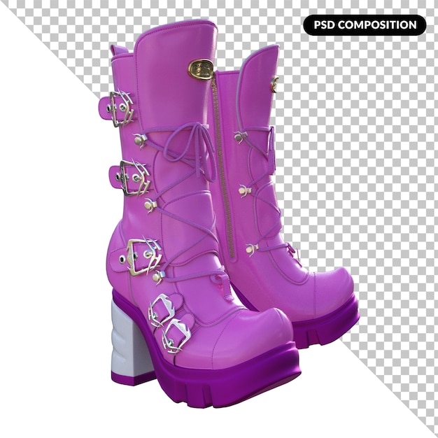 PSD boots isolated 3d rendering