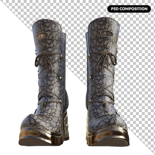 PSD boots isolated 3d rendering