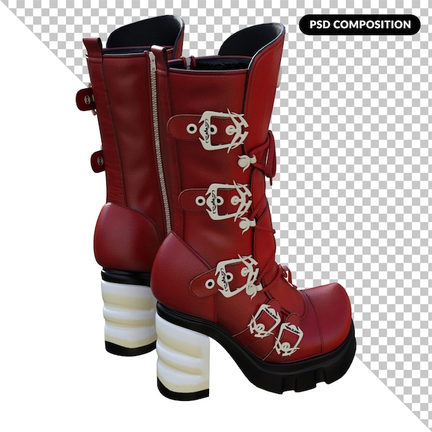 PSD boots isolated 3d rendering