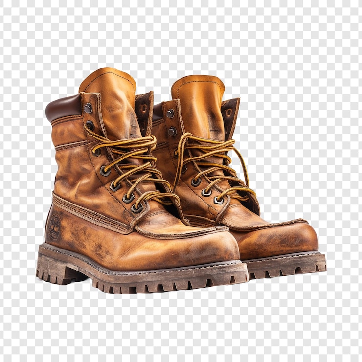 PSD boots isolated on transparent background