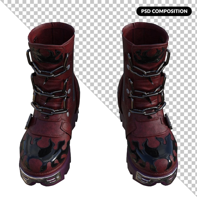 PSD boots schoenen geïsoleerd 3d