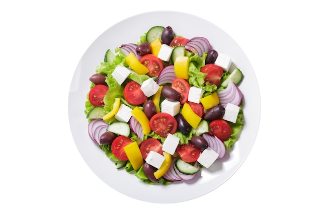 bord Griekse salade geïsoleerd op een doorzichtige achtergrond