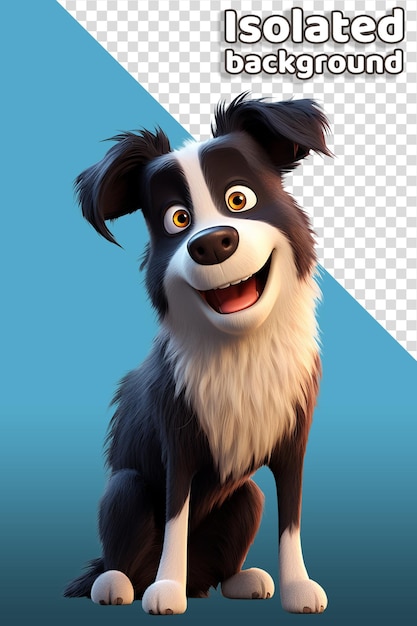 PSD Персонаж мультфильма о собаке бордер-колли клипарт с изолированным фоном