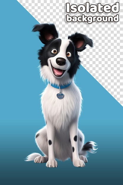 PSD border collie dog cartoon character clipart with an isolated background