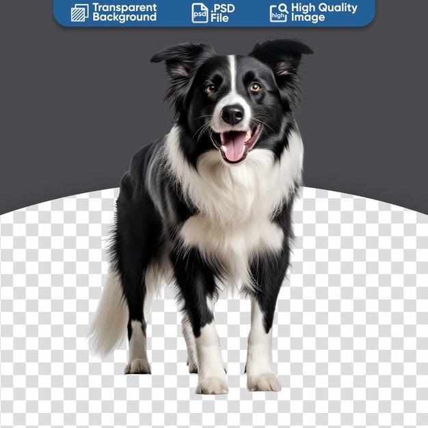 PSD border collie dog in a happy mood playing stand with full body