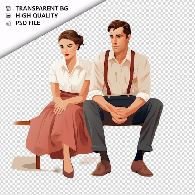 PSD boring american couple flat icon style white background i