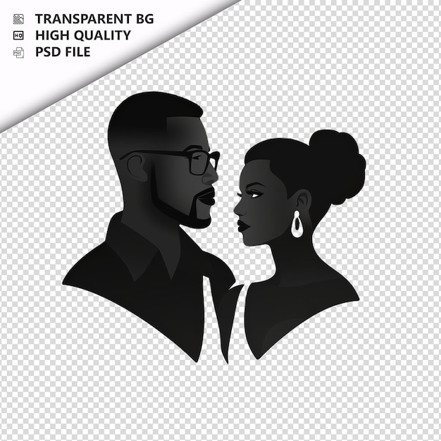 PSD boring black couple flat icon style white background isol