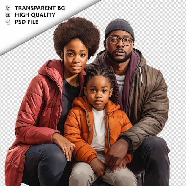 PSD boring black family ultra realistic style white backgroun