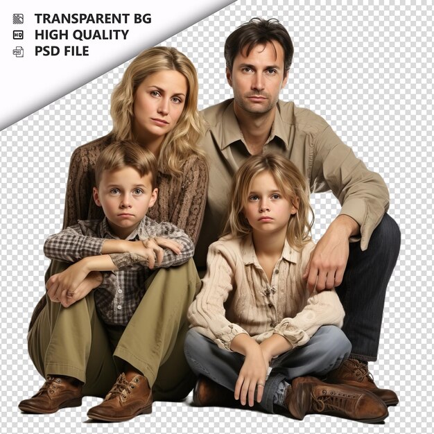 PSD boring white family ultra realistic style white backgroun