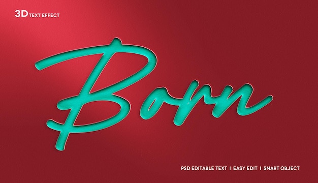 PSD born 3d text style effect mockup template