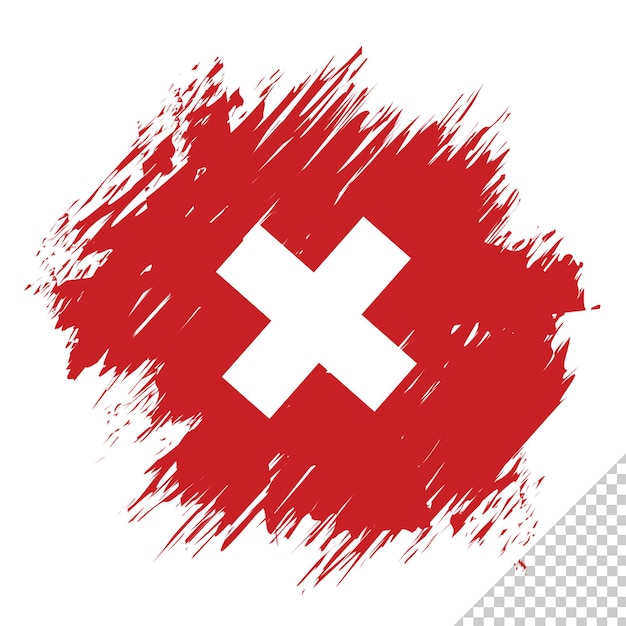 PSD borstel vlag zwitserland transparante achtergrond zwitserland borstel aquarel vlag ontwerpsjabloon