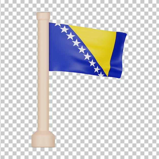 Icona 3d della bandiera della bosnia-erzegovina