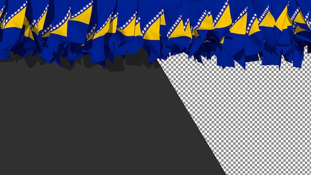 PSD bosnia and herzegovina flag different shapes of cloth stripes hanging from top 3d rendering