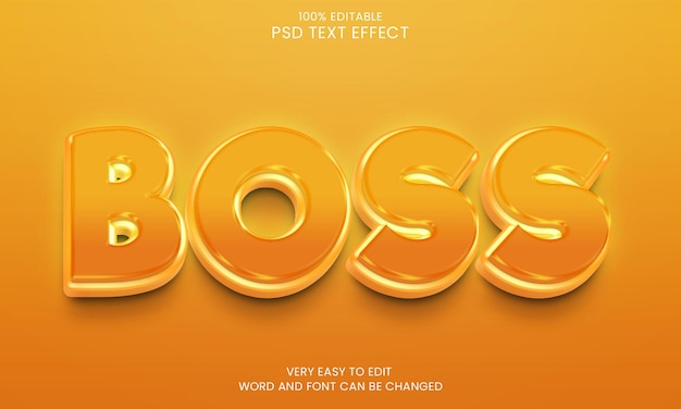 Boss 3d bewerkbaar teksteffect Premium Psd met achtergrond