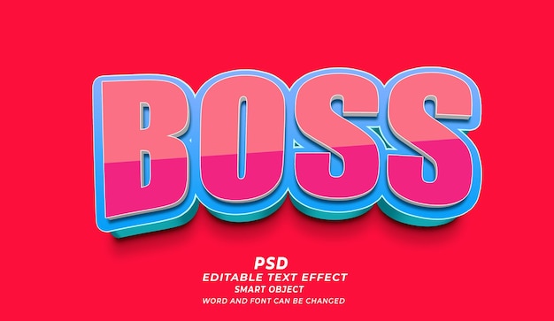 Boss 3d editable text effect photoshop psd style