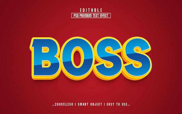 Boss 3d editable text effect style with premium background