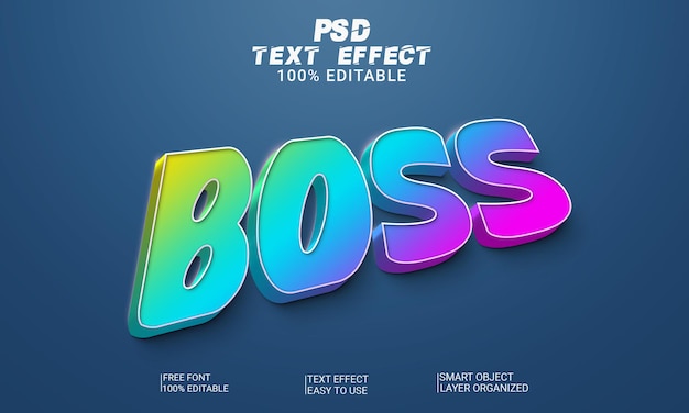 PSD boss 3d стиль редактируемого текстового эффекта