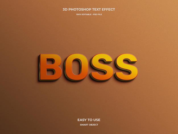 Boss 3d Edytowalny Efekt Tekstowy Psd