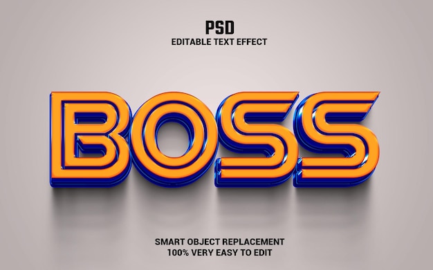 PSD boss 3d edytowalny szablon efektu tekstowego styl czcionki premium psd