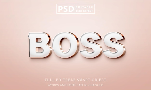 Boss 3d Efekt Stylu Tekstu Psd Z Tłem Premium