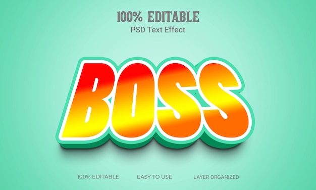 PSD boss 3d text effect editable file