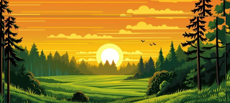 PSD bosweide bij zonsondergang