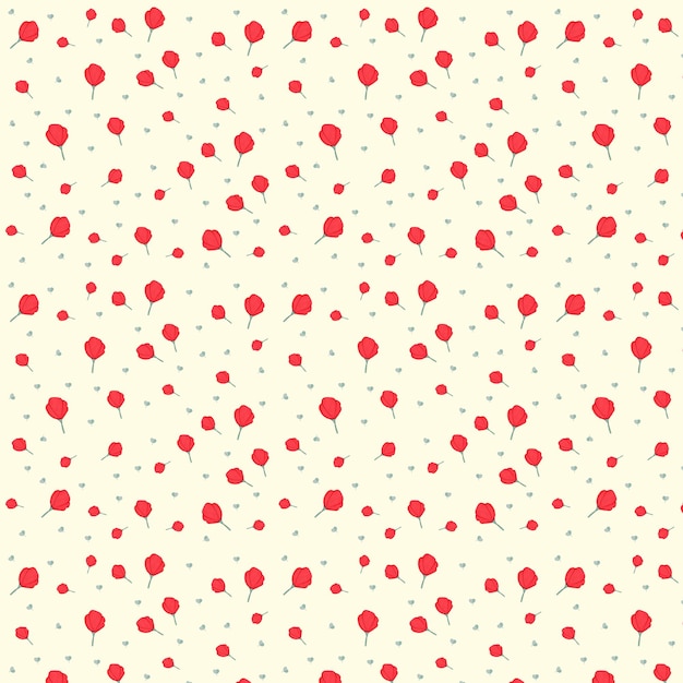 PSD botanic flower hand drawn red seamless pattern