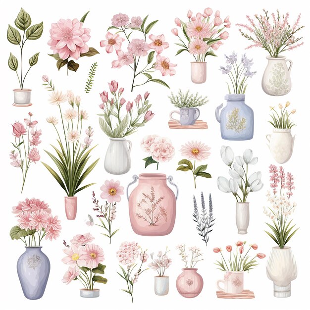 Botanic_garden_clipart_sets_white_background_pastel_colors