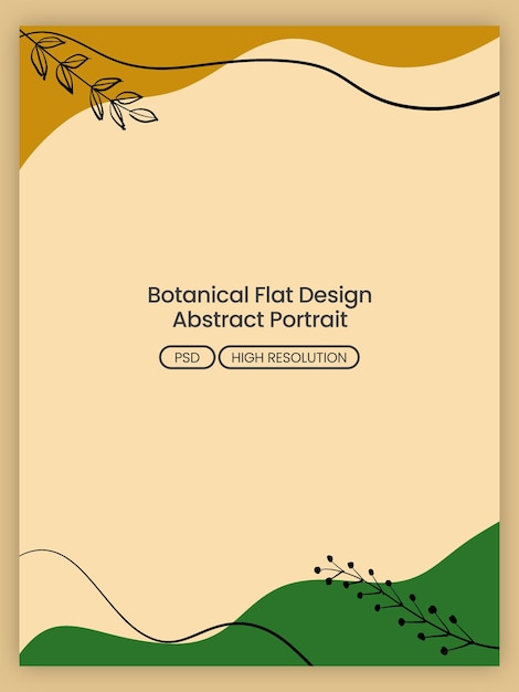 PSD Ботанический плоский дизайн абстрактный портретный фон