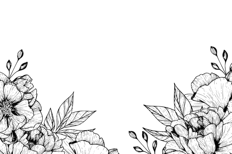 PSD botanical flowers border illustration