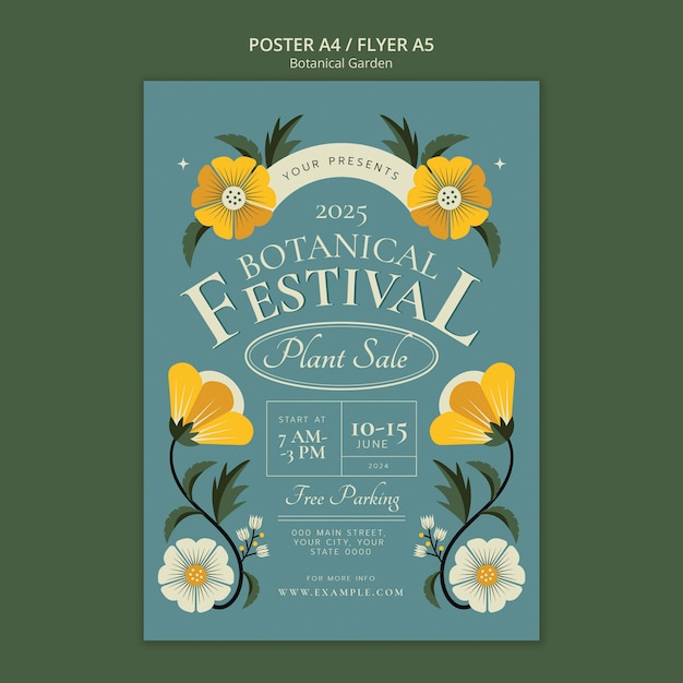 PSD botanical garden poster template