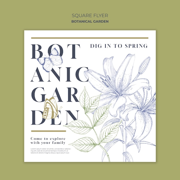 PSD botanical garden square flyer template