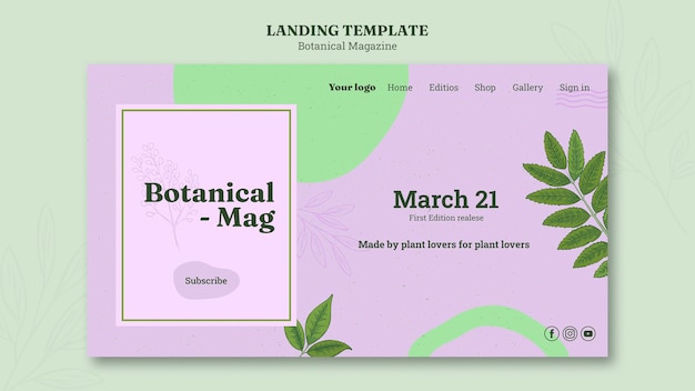 PSD botanical magazine landing page