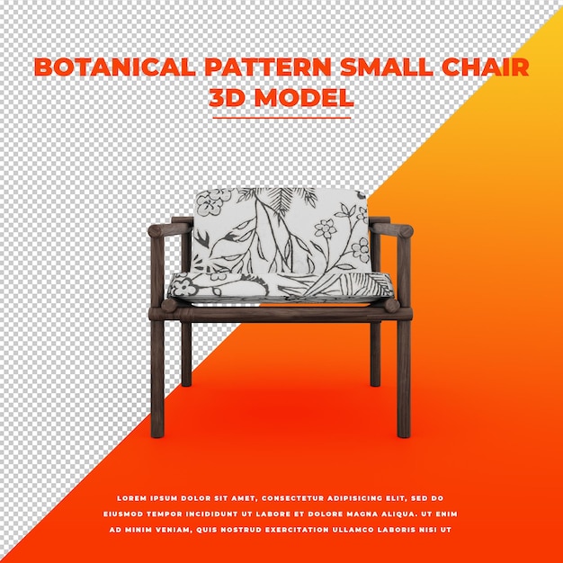 Ботанический узор Маленький стул изолированный 3d модель