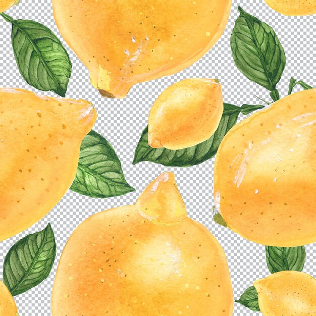 Botanical watercolor seamless pattern. fresh yellow lemon