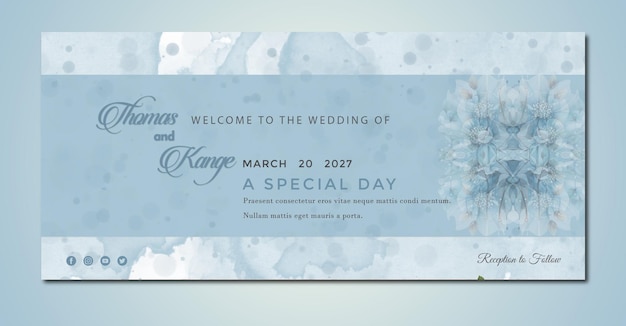 Botanical wedding invitation banner template