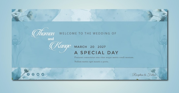 Botanical wedding invitation banner template