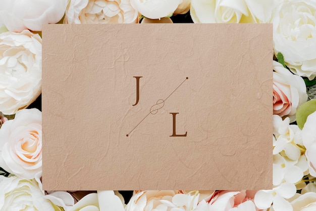 Botanical wedding invitation card mockup