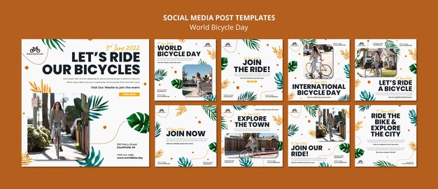 PSD 植物界の自転車デーのソーシャルメディアの投稿