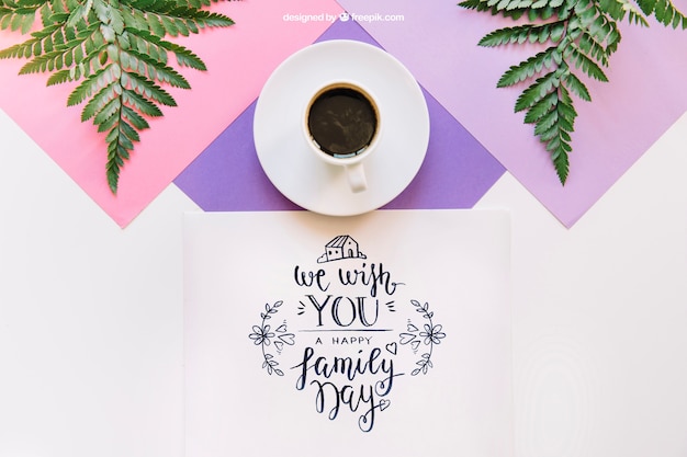 PSD botanische mockup met koffie