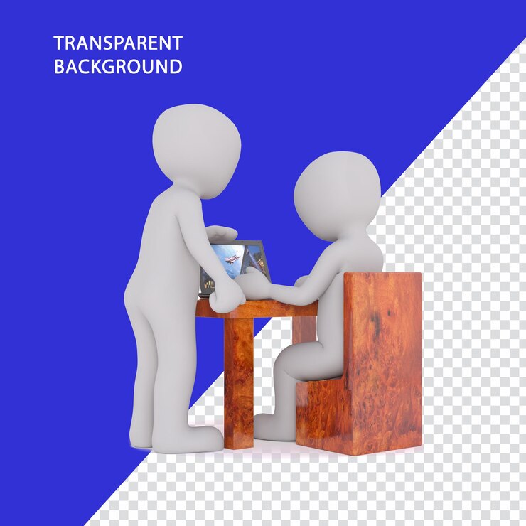 PSD both people sitting in table transparent