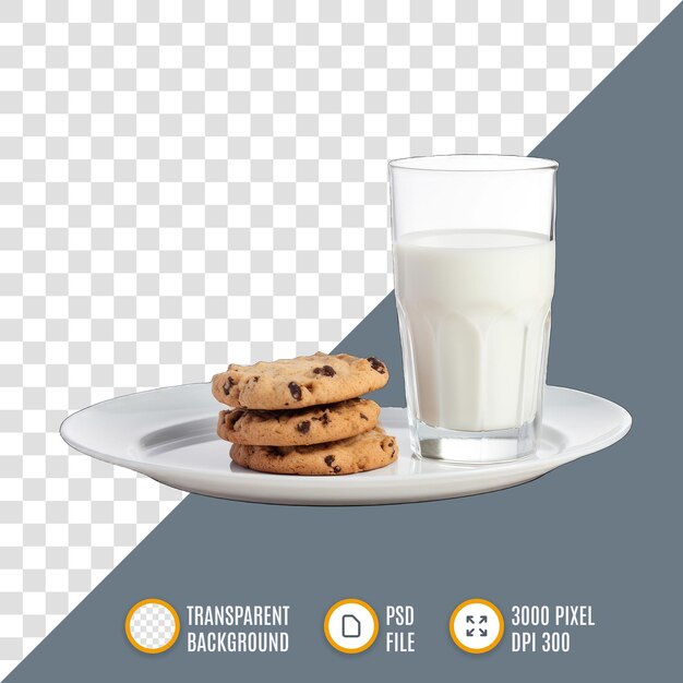 Both the plate of cookies and the glass of milk are placed close