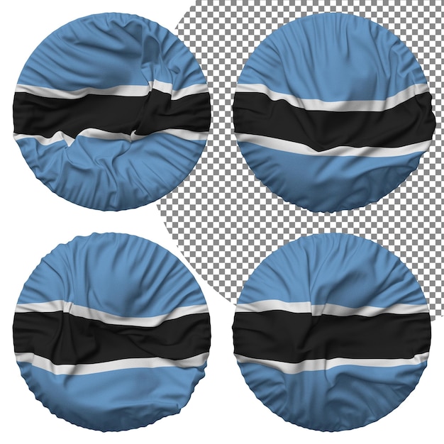 Botswana Flag Round Shape Isolated Different Waving Style Bump Texture 3D Rendering