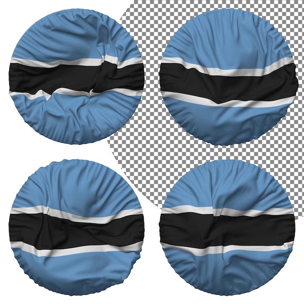 PSD botswana flag round shape isolated different waving style bump texture 3d rendering