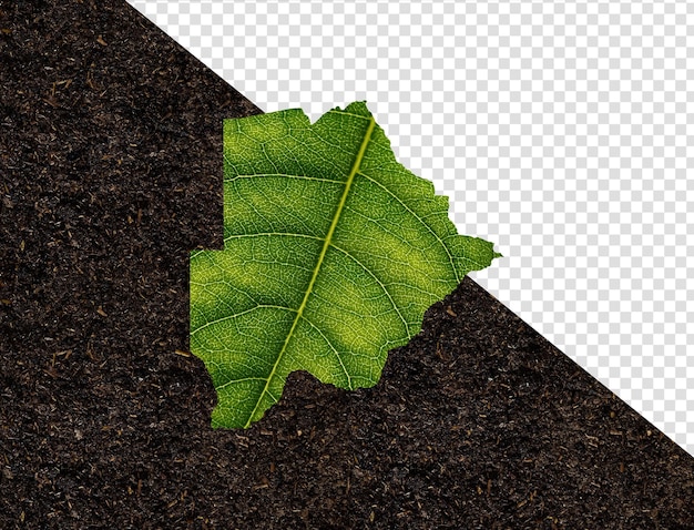PSD 土壌背景エコロジー コンセプトに緑の葉で作られたボツワナ マップ