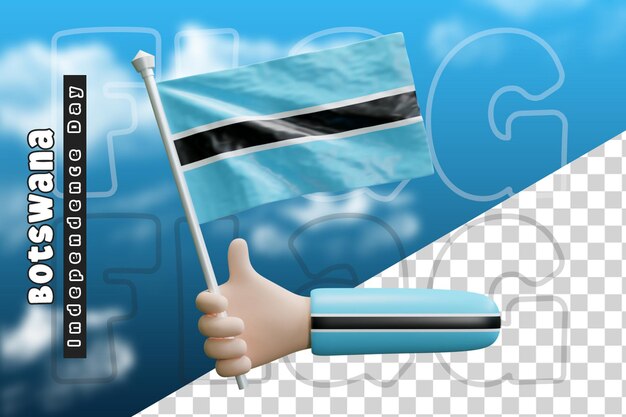 Botswana waving flag on holding hand or botswana flag on holding hand