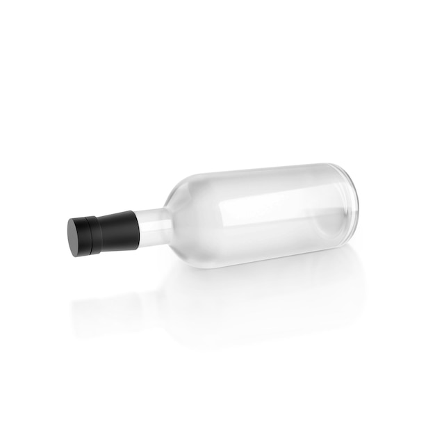 Una bottiglia di alcol sullo sfondo trasparente
