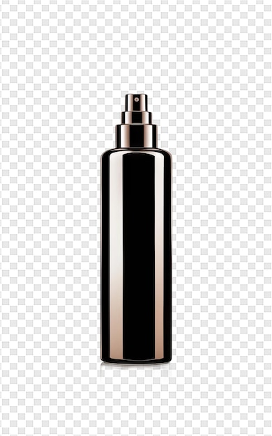 A bottle of black perfume on a transparent background