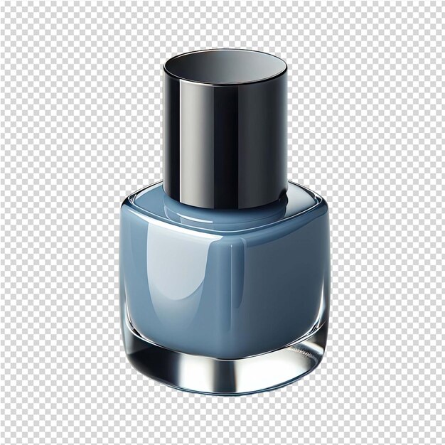 PSD a bottle of blue perfume with a black cap